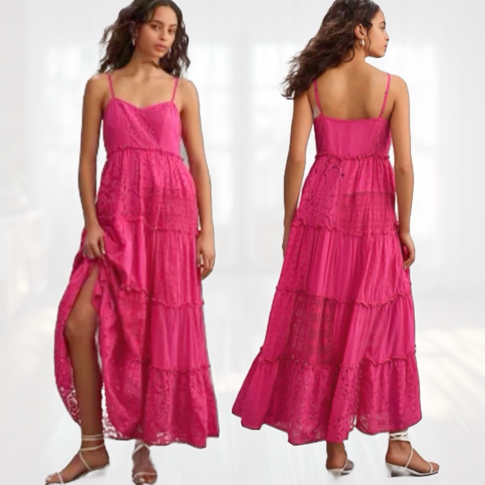 Bhanuni by Jyoti Sleeveless Patchwork Lace Tiered Maxi Dress